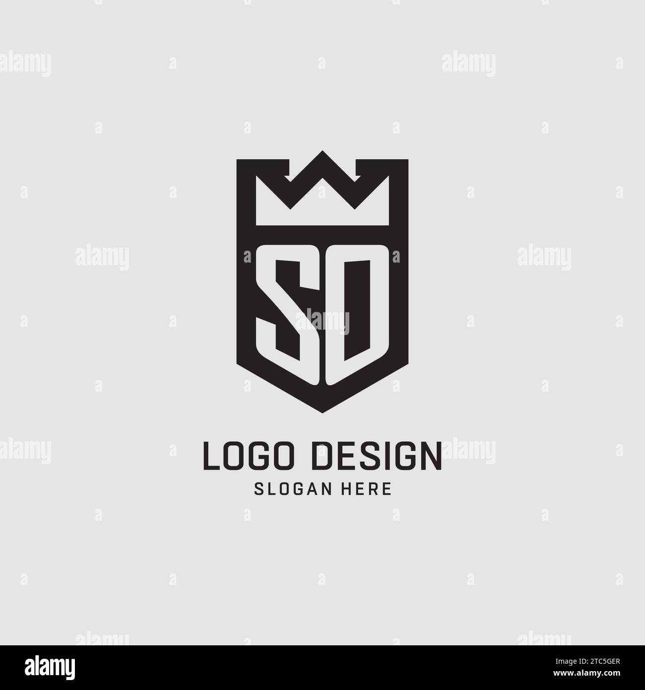 Initial SO logo shield shape, creative esport logo design vector graphic Stock Vector