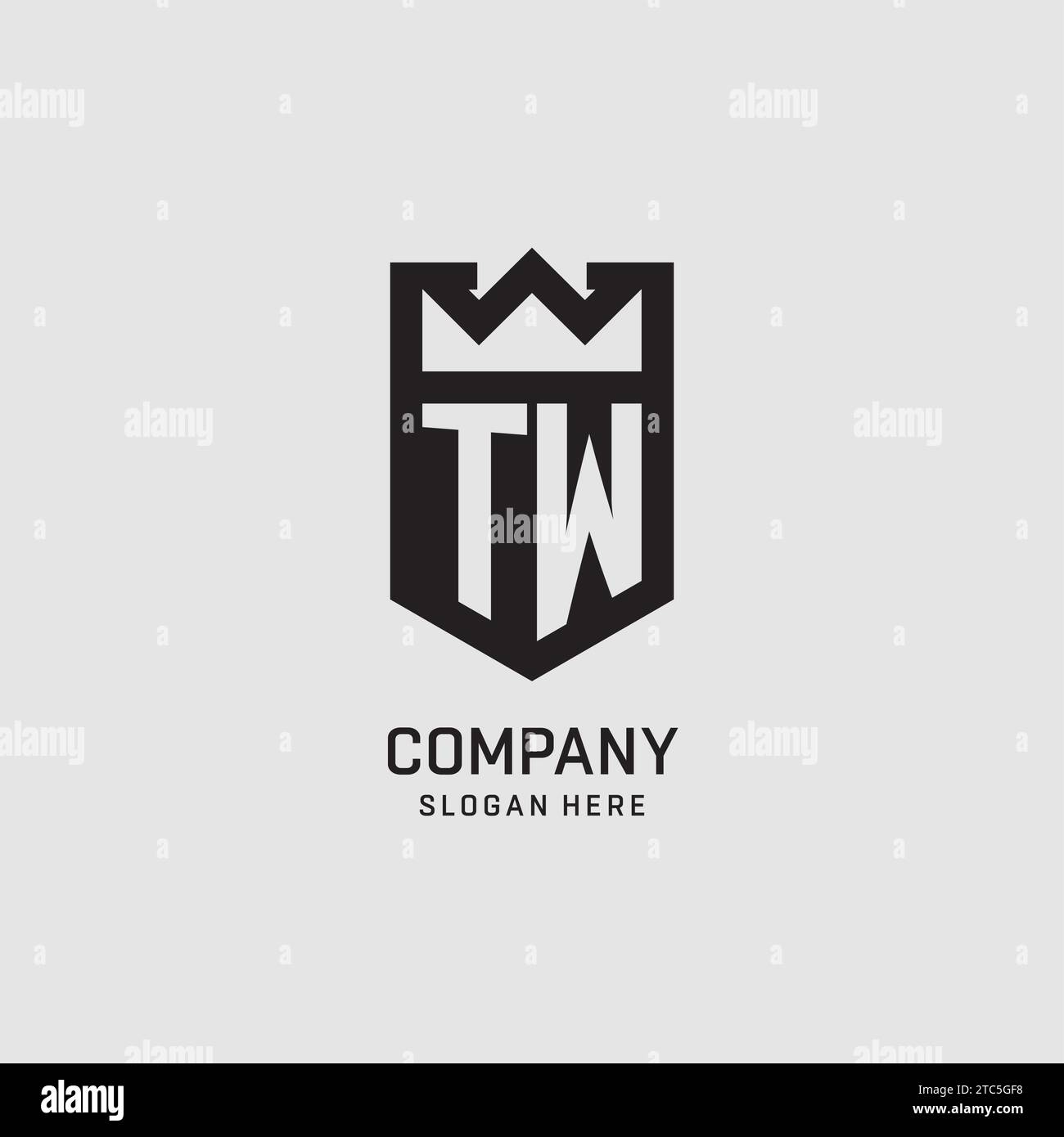 Initial TW logo shield shape, creative esport logo design vector graphic Stock Vector
