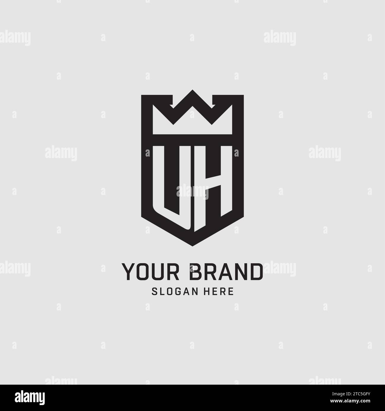 Initial UH logo shield shape, creative esport logo design vector graphic Stock Vector