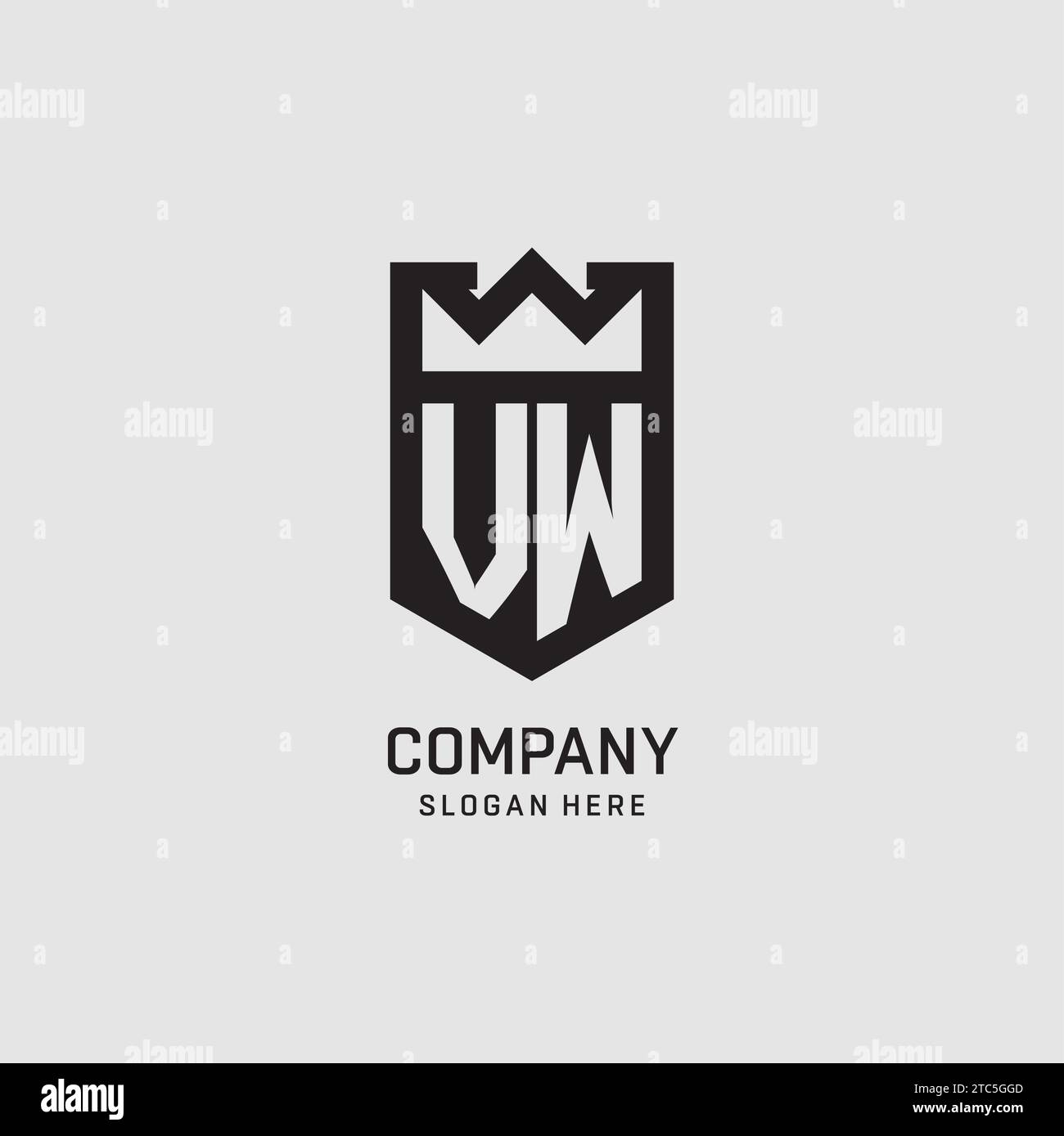 Initial VW logo shield shape, creative esport logo design vector graphic Stock Vector