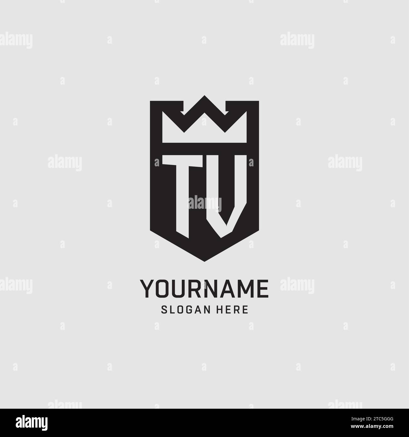 Initial TV logo shield shape, creative esport logo design vector graphic Stock Vector