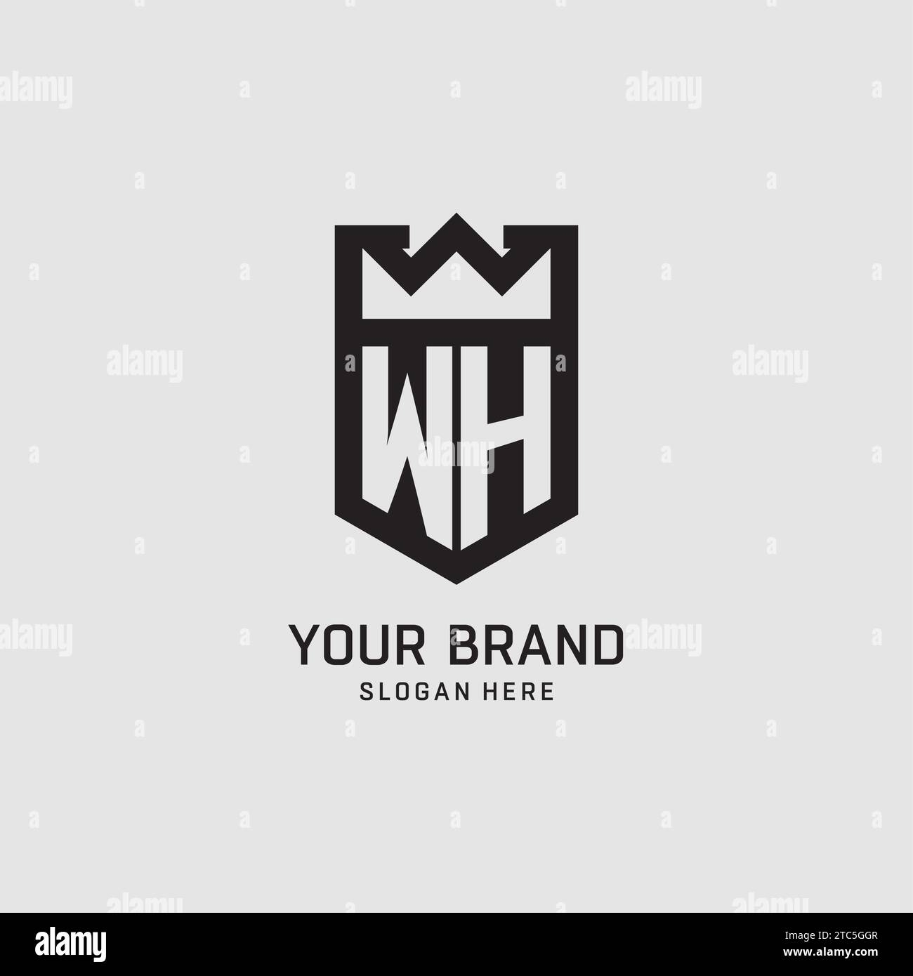 Initial WH logo shield shape, creative esport logo design vector graphic Stock Vector