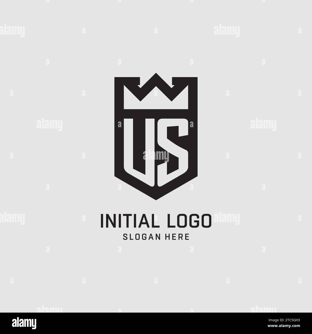 Initial US logo shield shape, creative esport logo design vector graphic Stock Vector