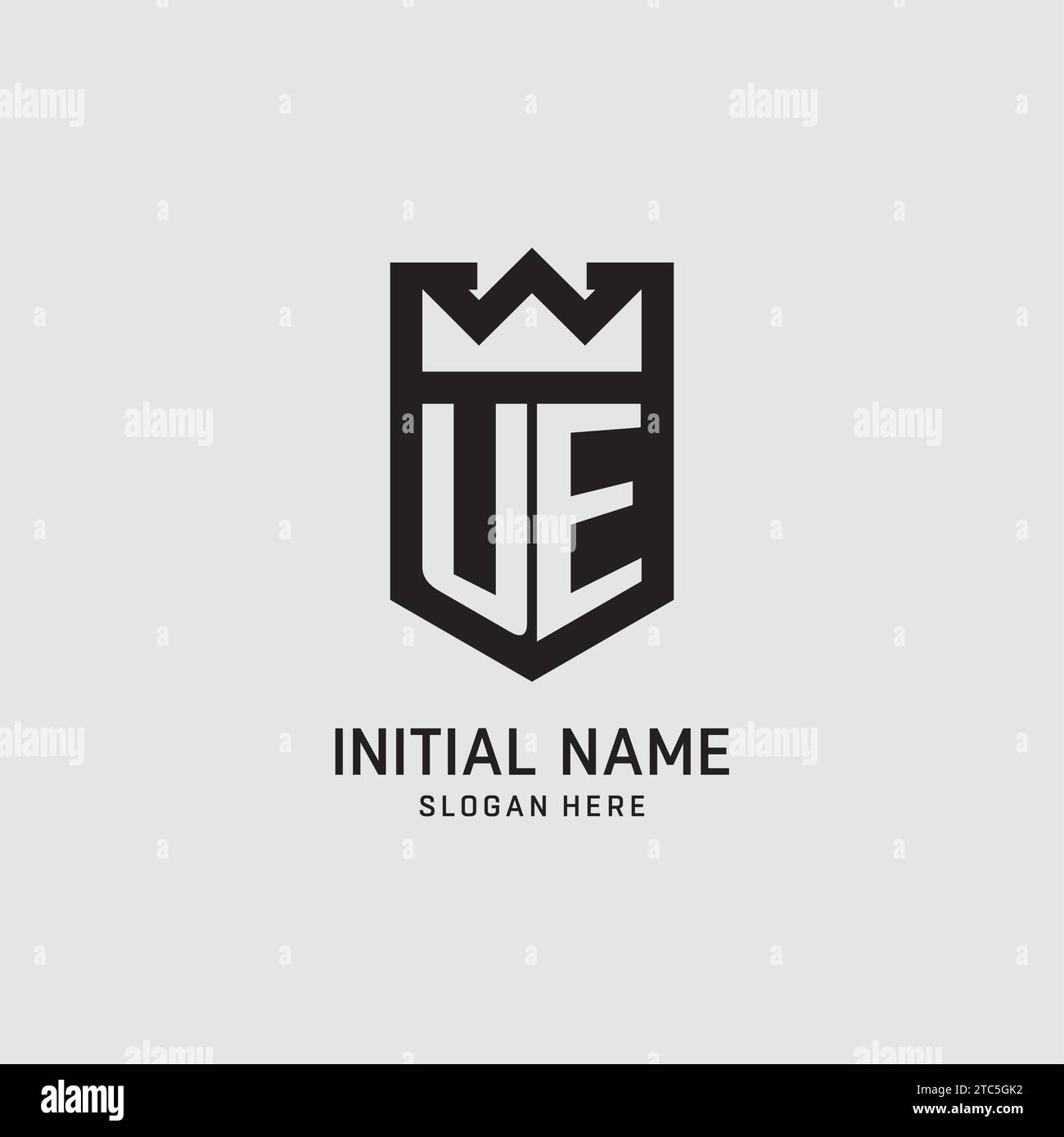 Initial UE logo shield shape, creative esport logo design vector graphic Stock Vector