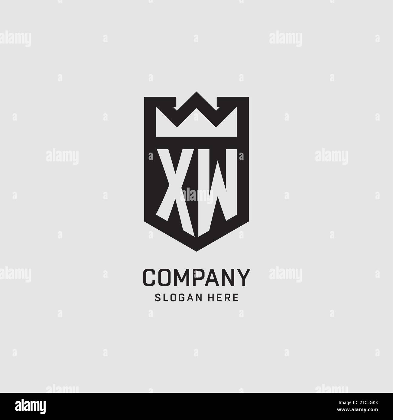 Initial XW logo shield shape, creative esport logo design vector graphic Stock Vector