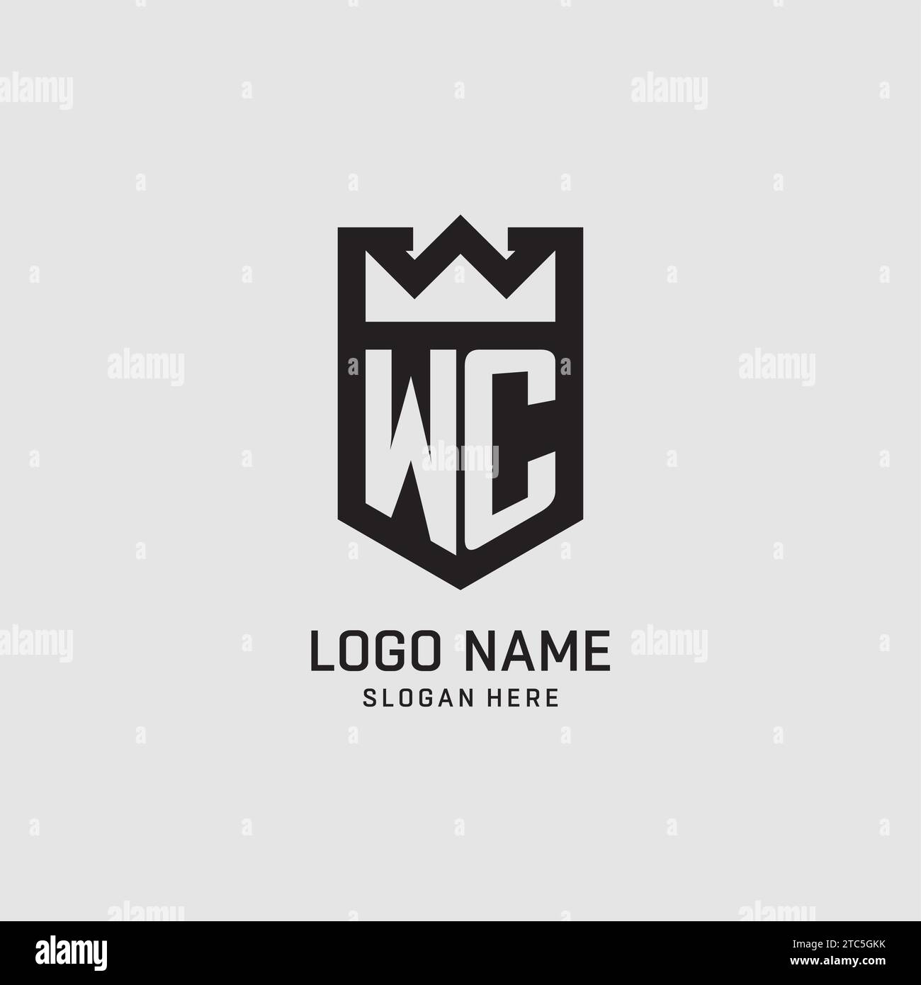 Initial WC logo shield shape, creative esport logo design vector graphic Stock Vector