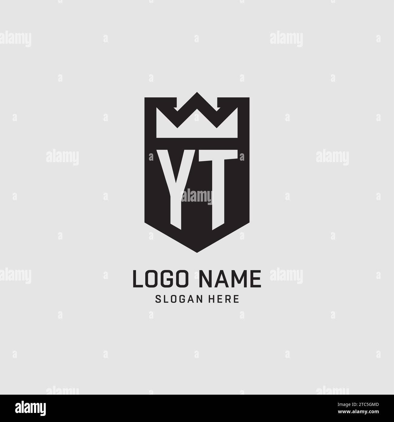 Initial YT logo shield shape, creative esport logo design vector ...