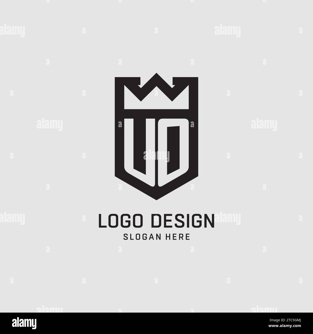 Initial UO logo shield shape, creative esport logo design vector graphic Stock Vector