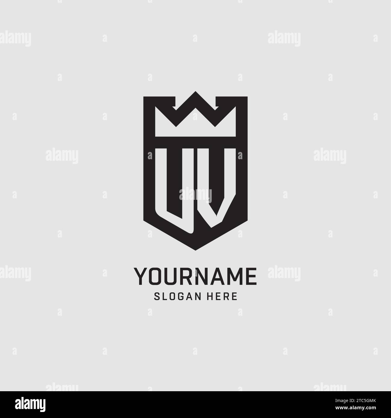 Initial UV logo shield shape, creative esport logo design vector graphic Stock Vector