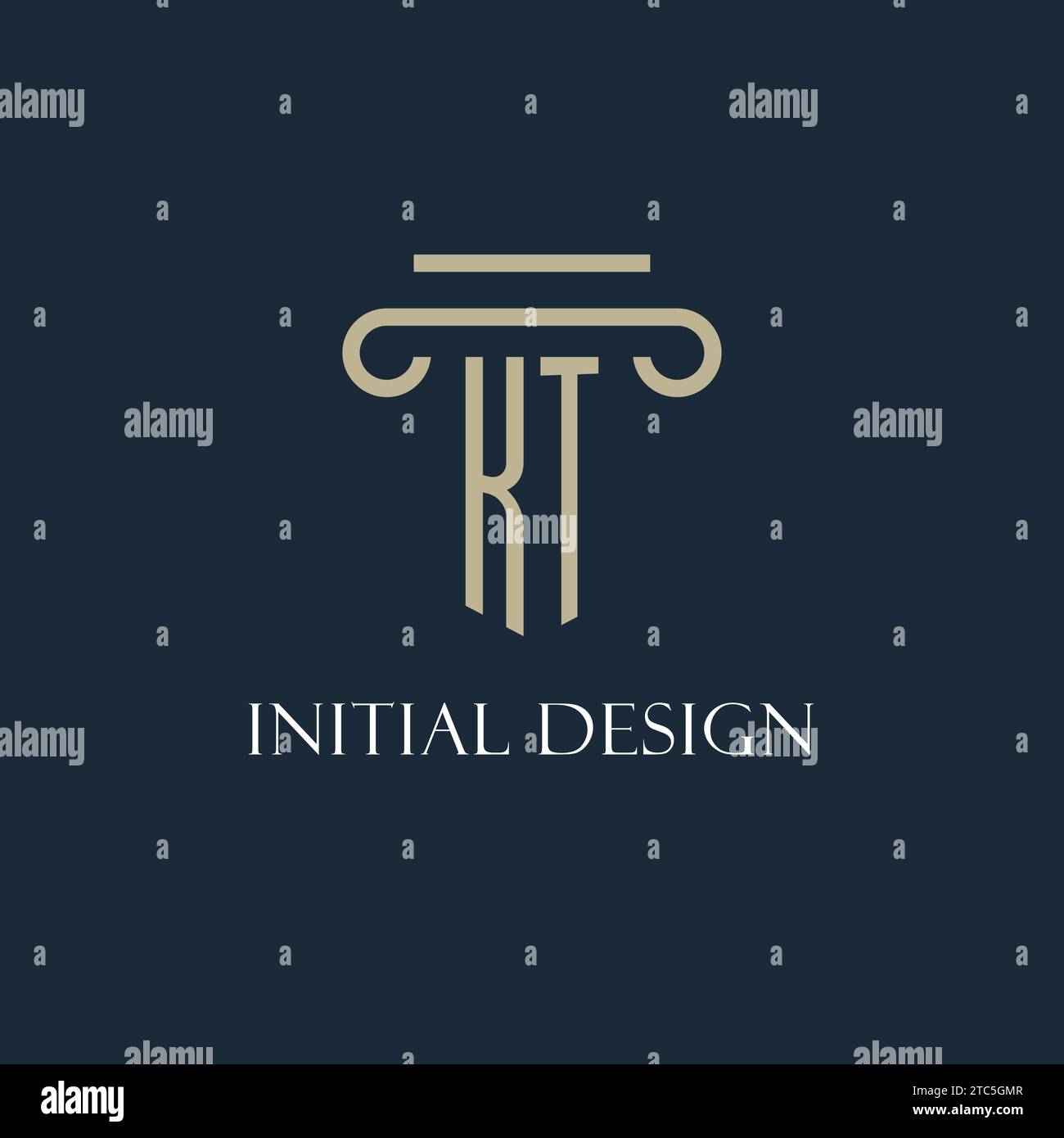 KT initial logo for lawyer, law firm, law office with pillar icon ...