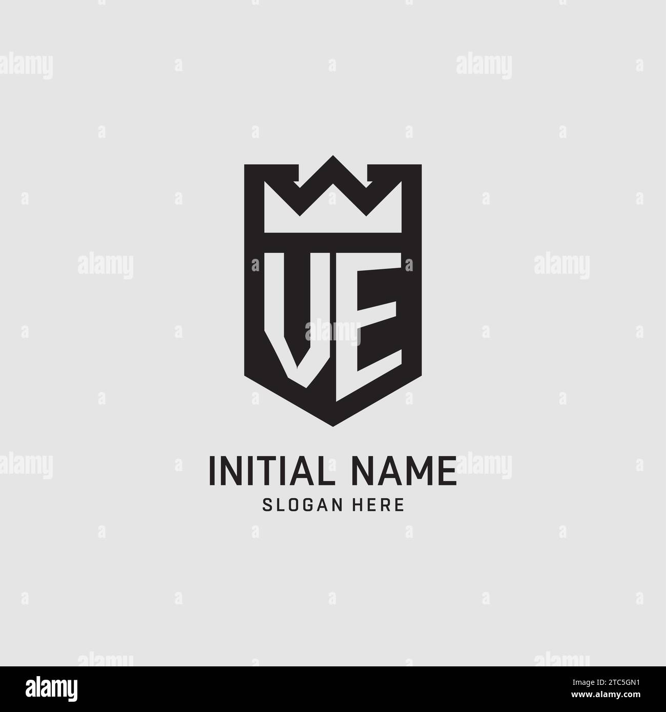 Initial VE logo shield shape, creative esport logo design vector graphic Stock Vector