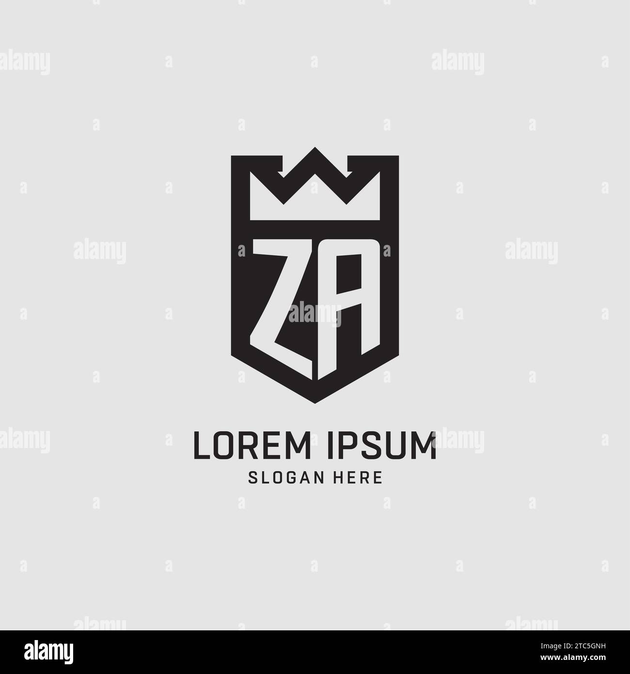 Initial ZA logo shield shape, creative esport logo design vector graphic Stock Vector