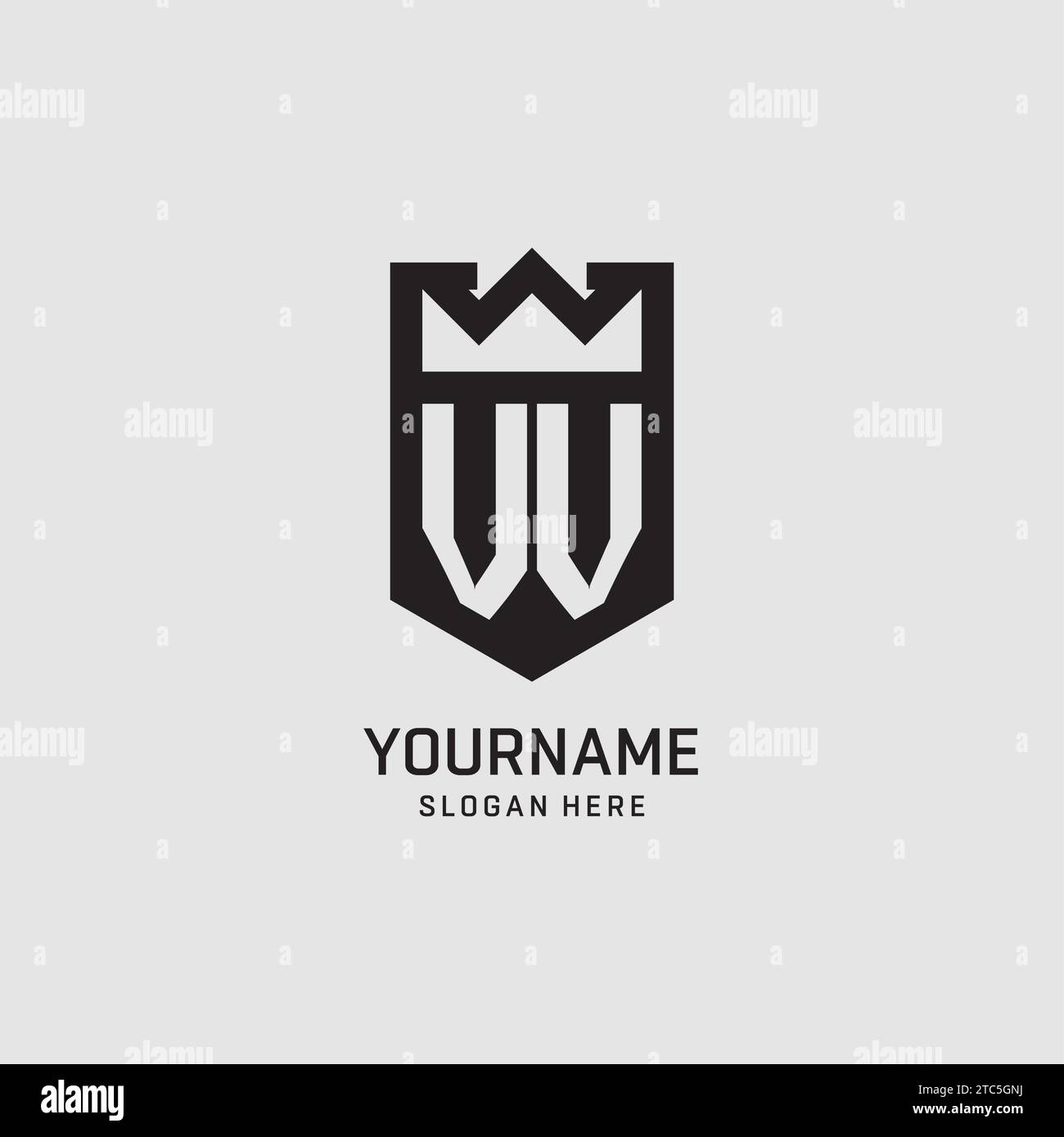 Initial VV logo shield shape, creative esport logo design vector graphic Stock Vector