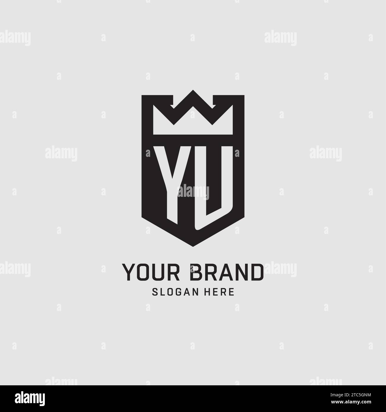 Initial YU logo shield shape, creative esport logo design vector graphic Stock Vector