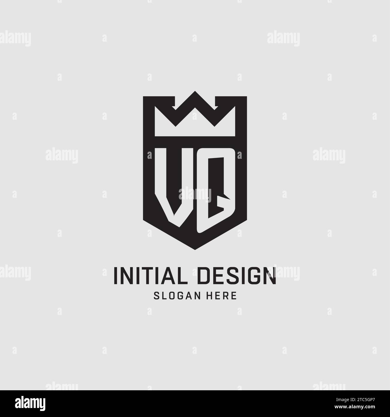 Initial VQ logo shield shape, creative esport logo design vector graphic Stock Vector