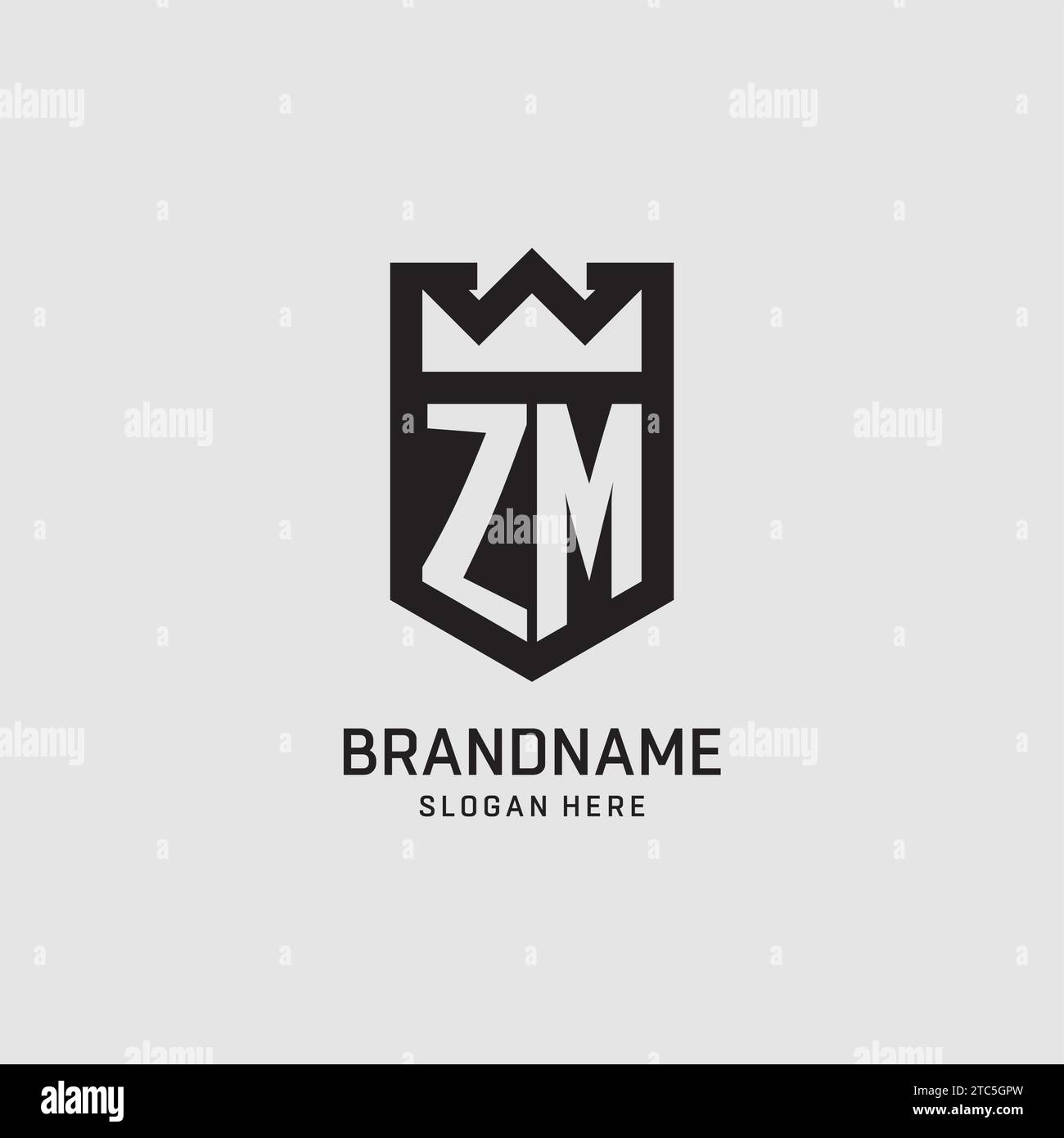 Initial ZM logo shield shape, creative esport logo design vector graphic Stock Vector