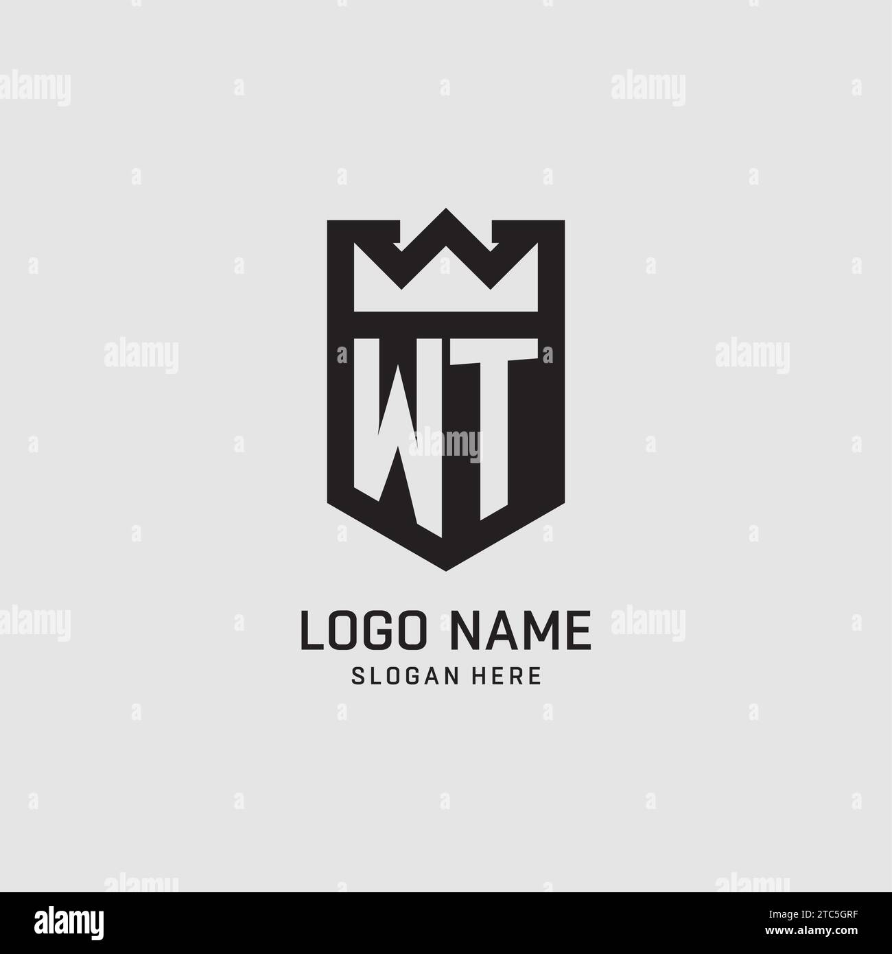 Initial WT logo shield shape, creative esport logo design vector ...