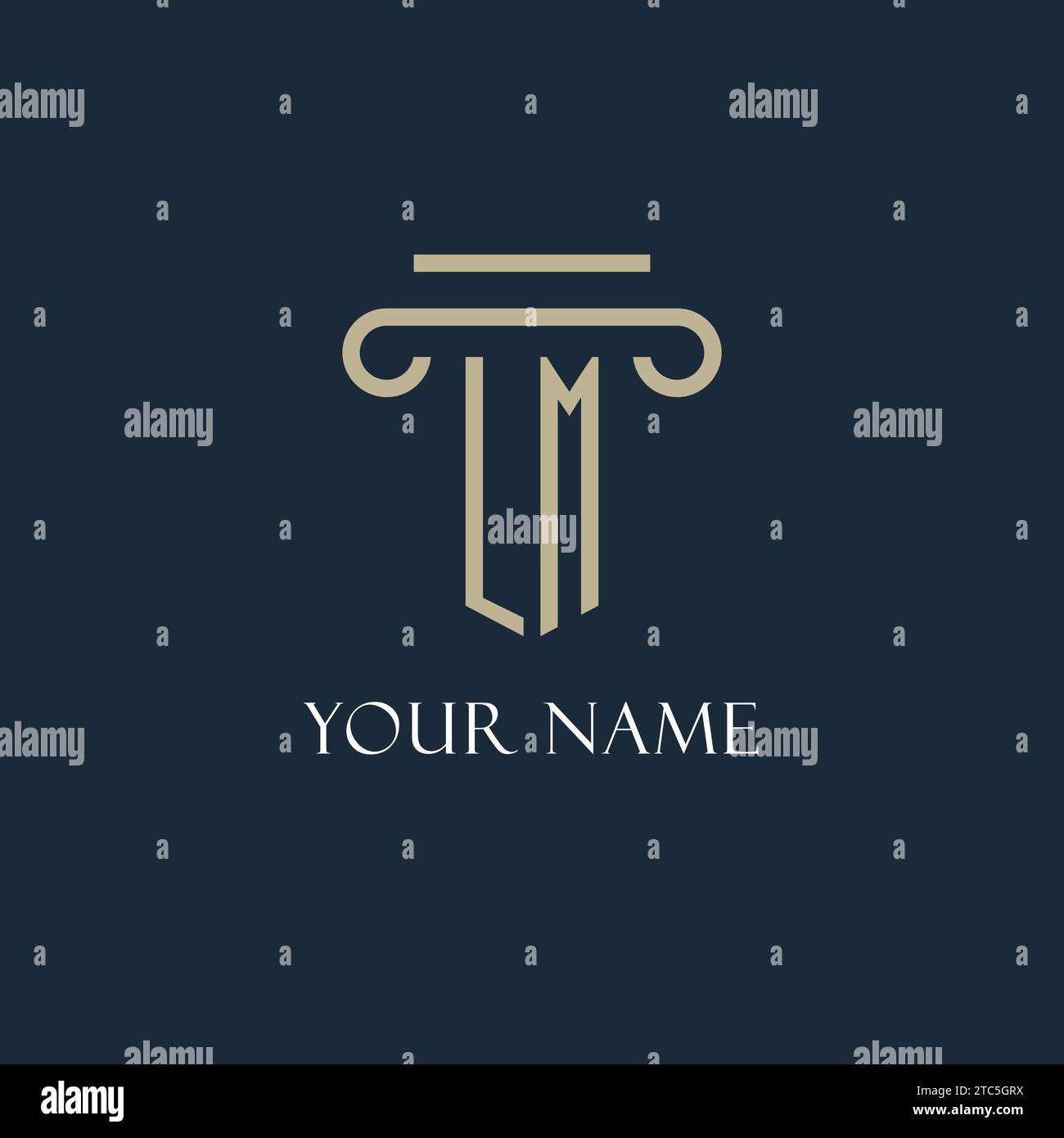 LM initial logo for lawyer, law firm, law office with pillar icon ...