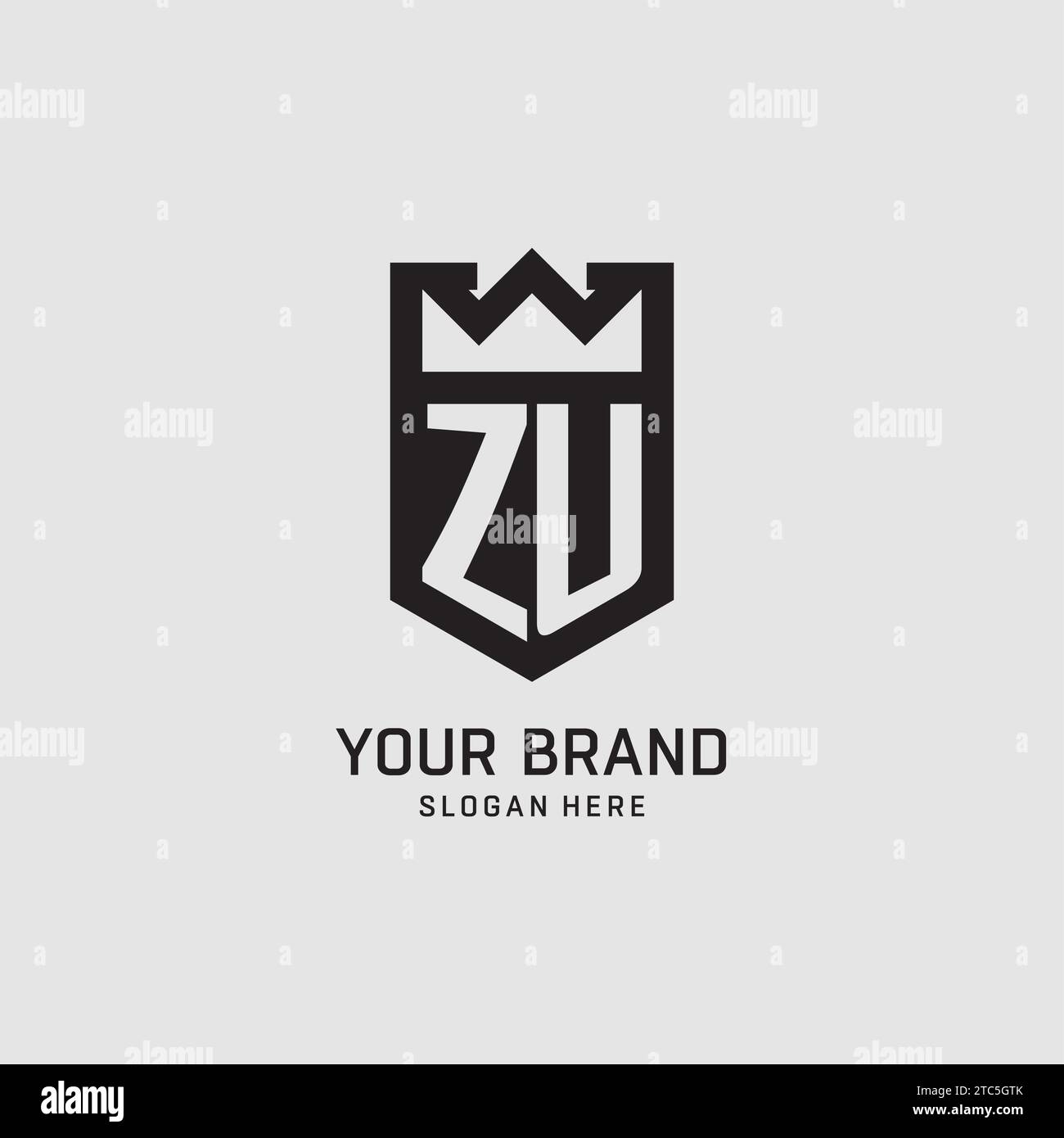 Initial ZU logo shield shape, creative esport logo design vector graphic Stock Vector