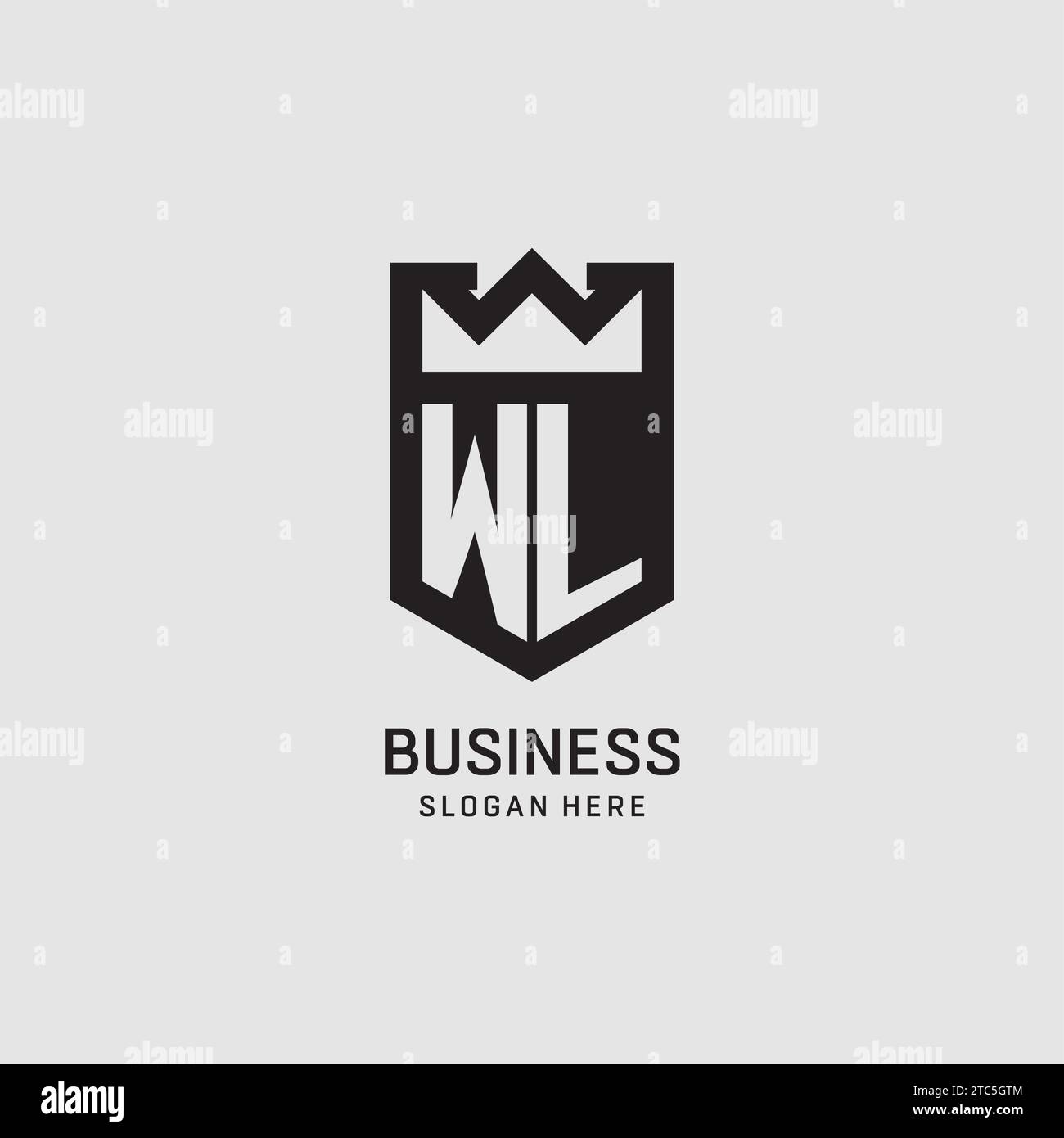 Initial WL logo shield shape, creative esport logo design vector graphic Stock Vector