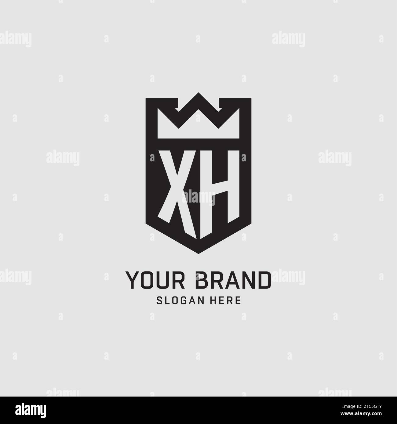 Initial XH logo shield shape, creative esport logo design vector graphic Stock Vector