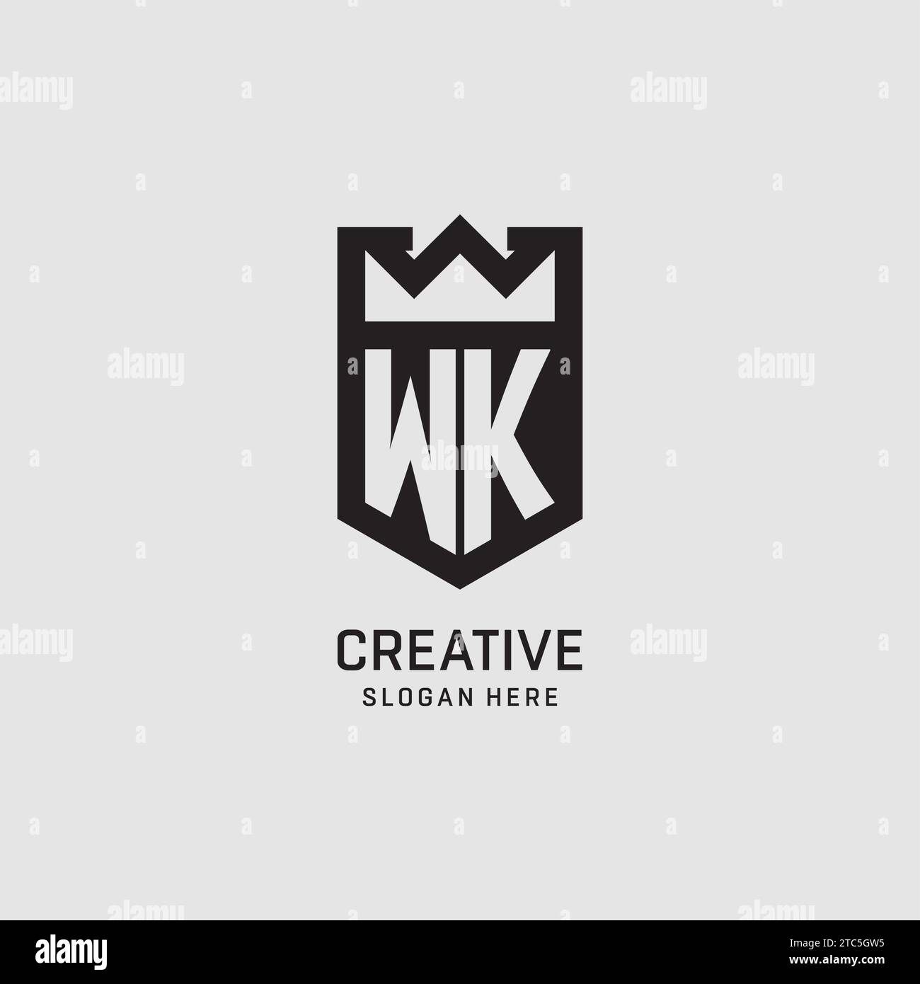 Initial WK logo shield shape, creative esport logo design vector graphic Stock Vector