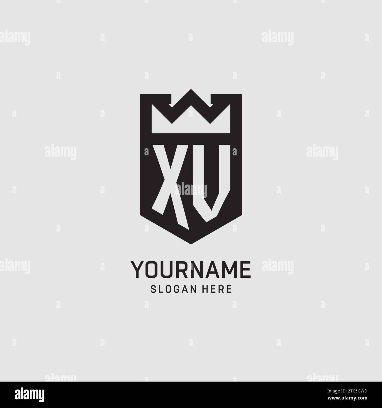 Initial XV logo shield shape, creative esport logo design vector graphic Stock Vector
