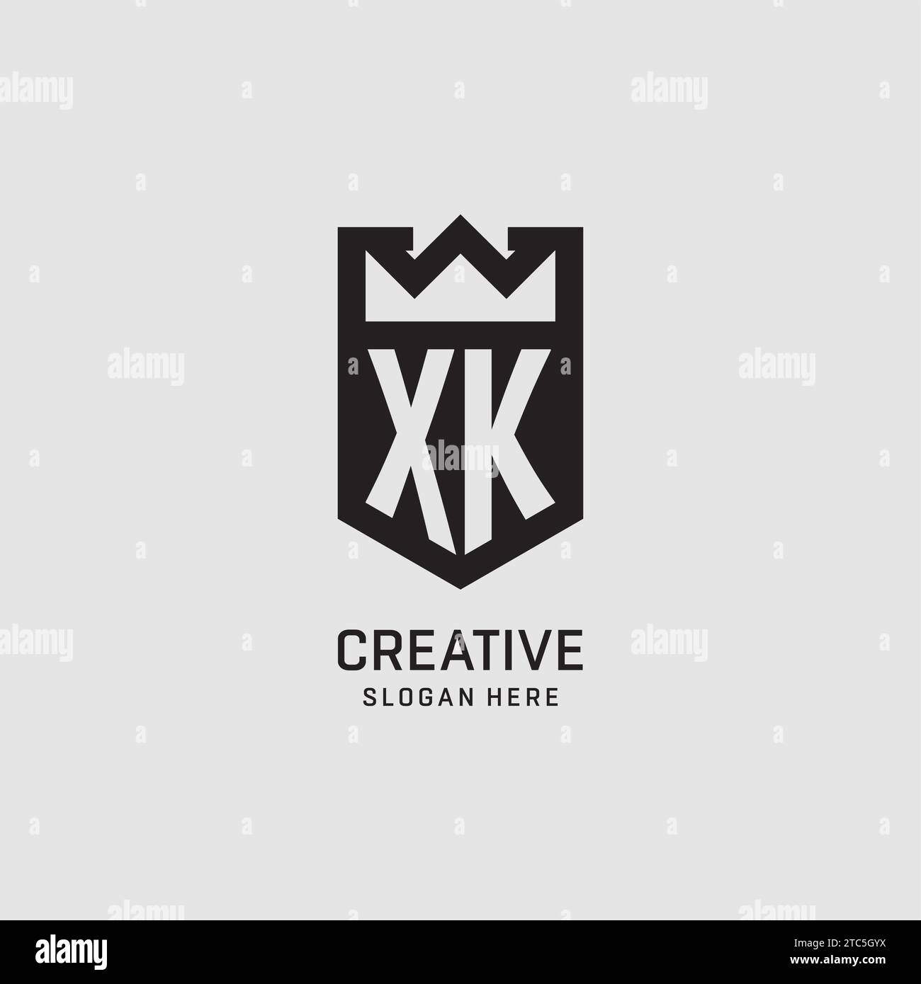 Initial XK logo shield shape, creative esport logo design vector