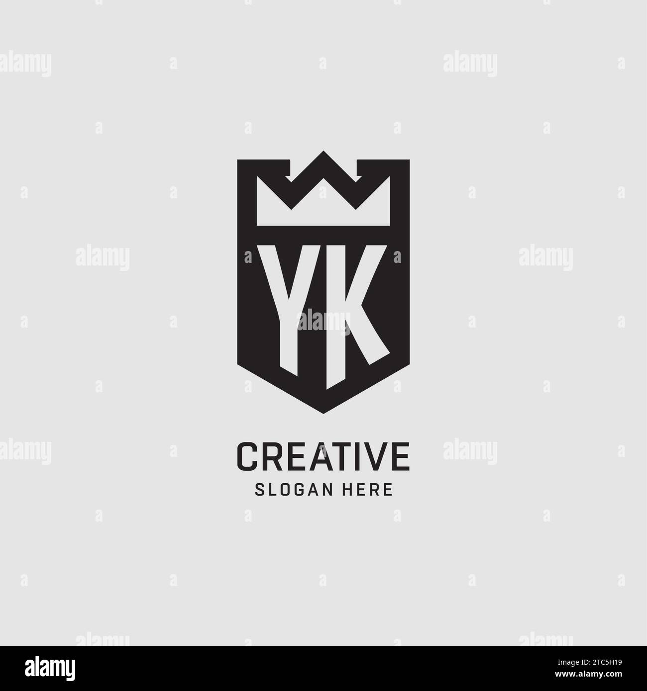 Initial YK logo shield shape, creative esport logo design vector graphic Stock Vector