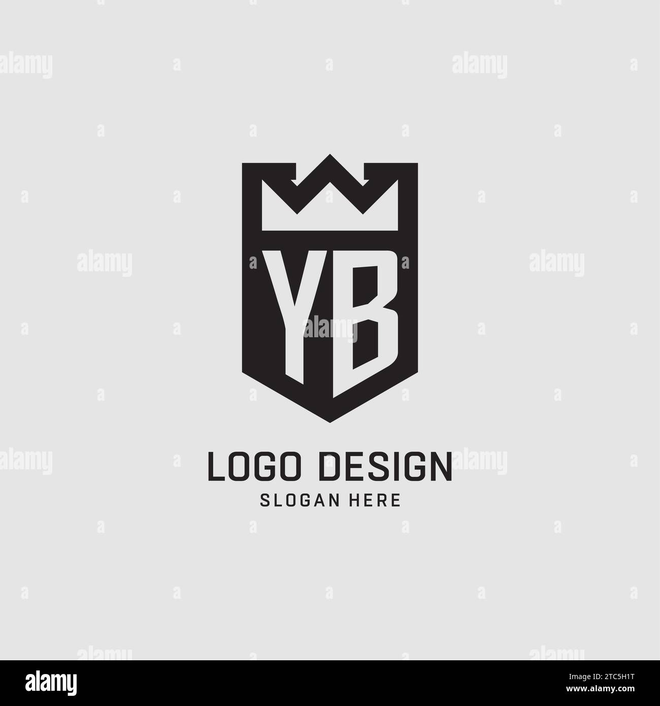 Initial YB logo shield shape, creative esport logo design vector graphic Stock Vector
