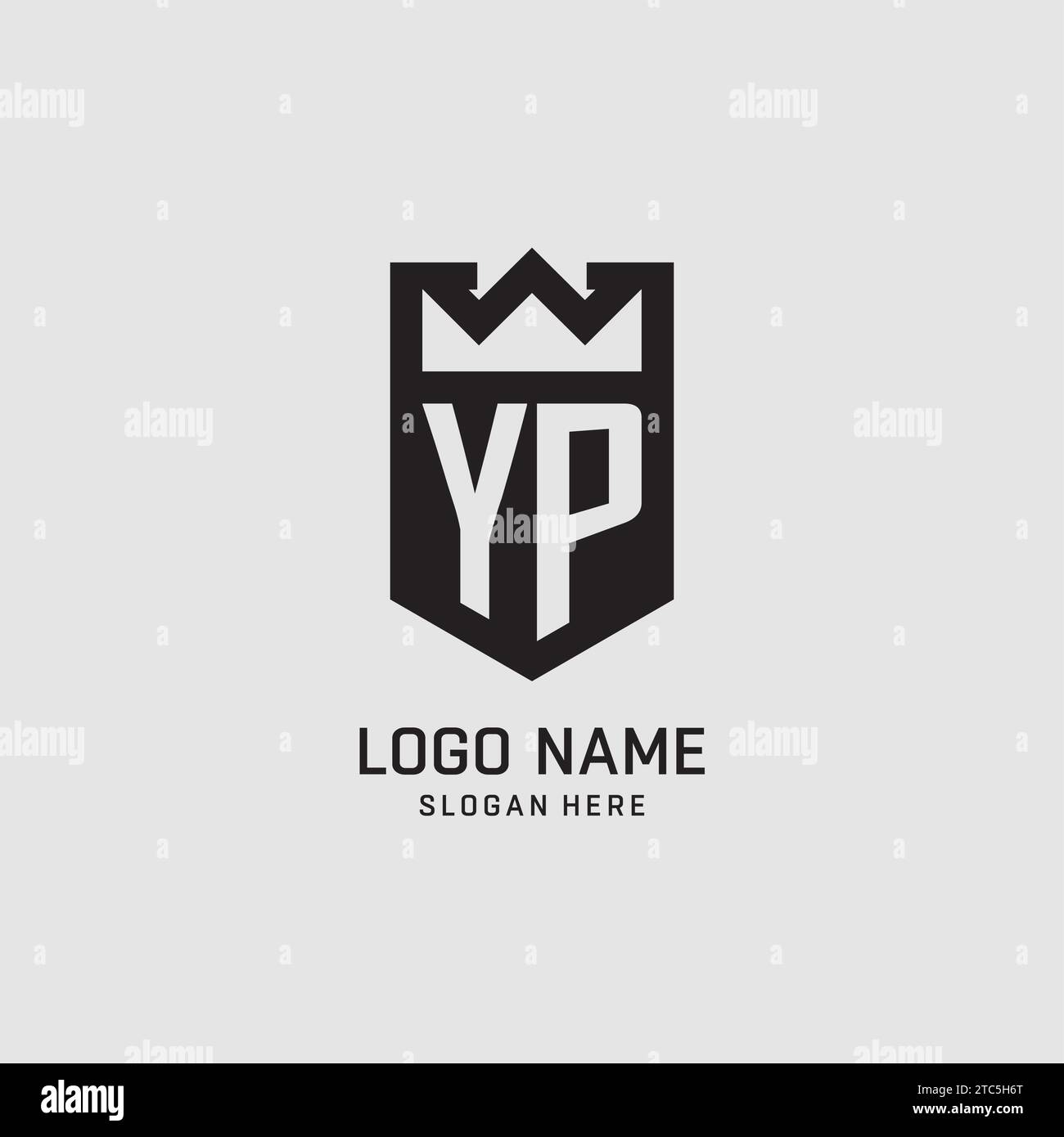 Initial YP logo shield shape, creative esport logo design vector graphic Stock Vector