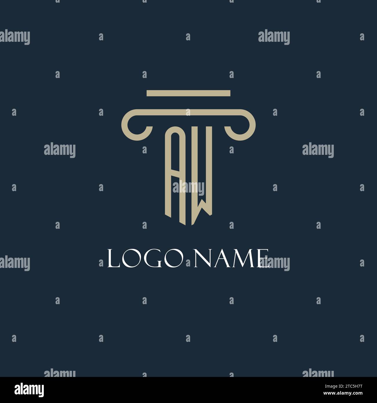 AW initial logo for lawyer, law firm, law office with pillar icon ...