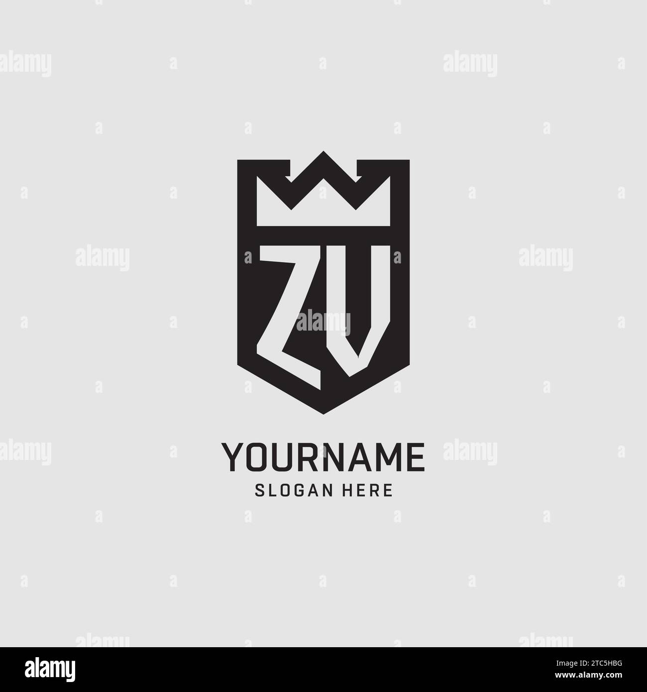 Initial ZV logo shield shape, creative esport logo design vector graphic Stock Vector