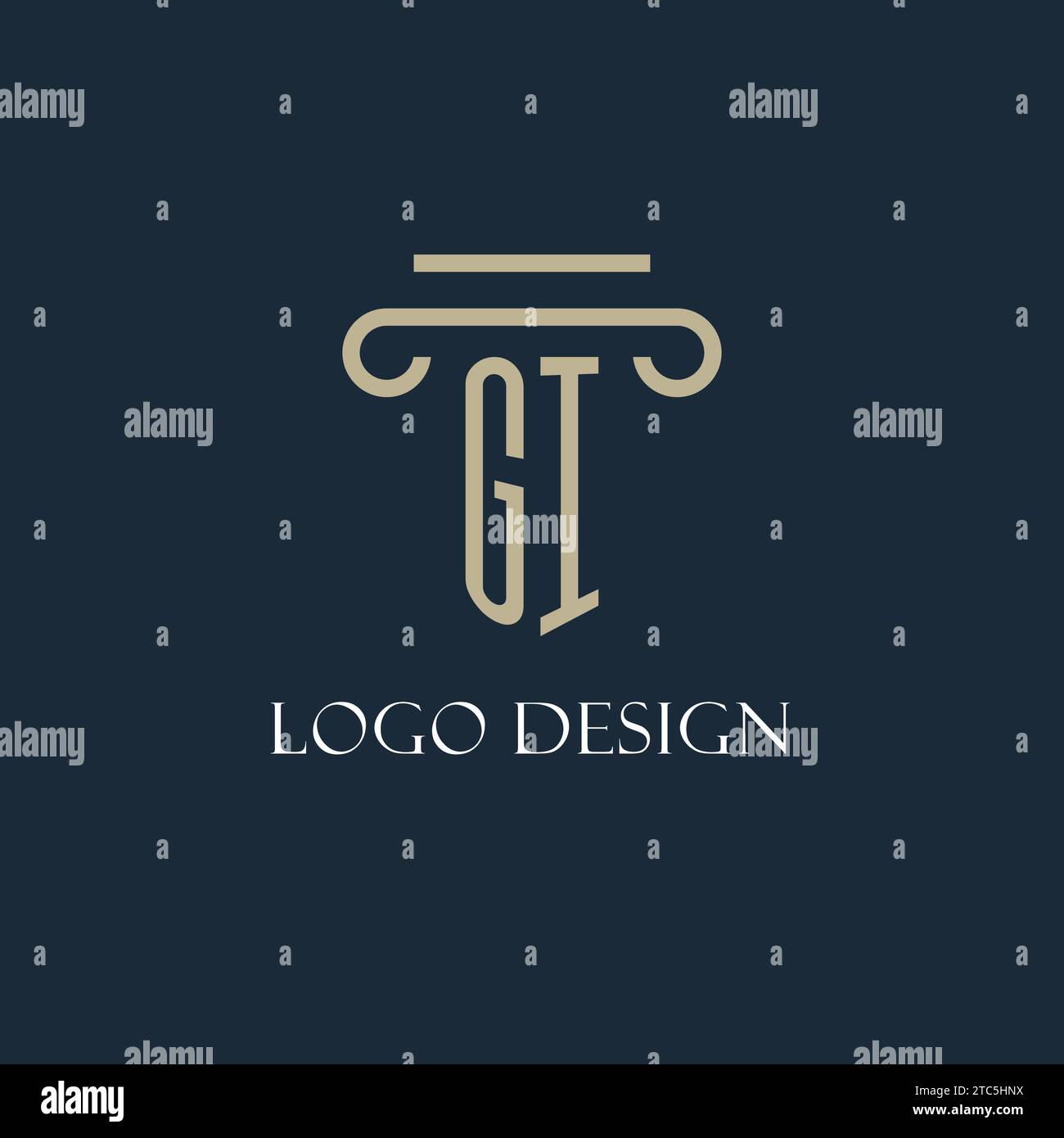 GI initial logo for lawyer, law firm, law office with pillar icon ...