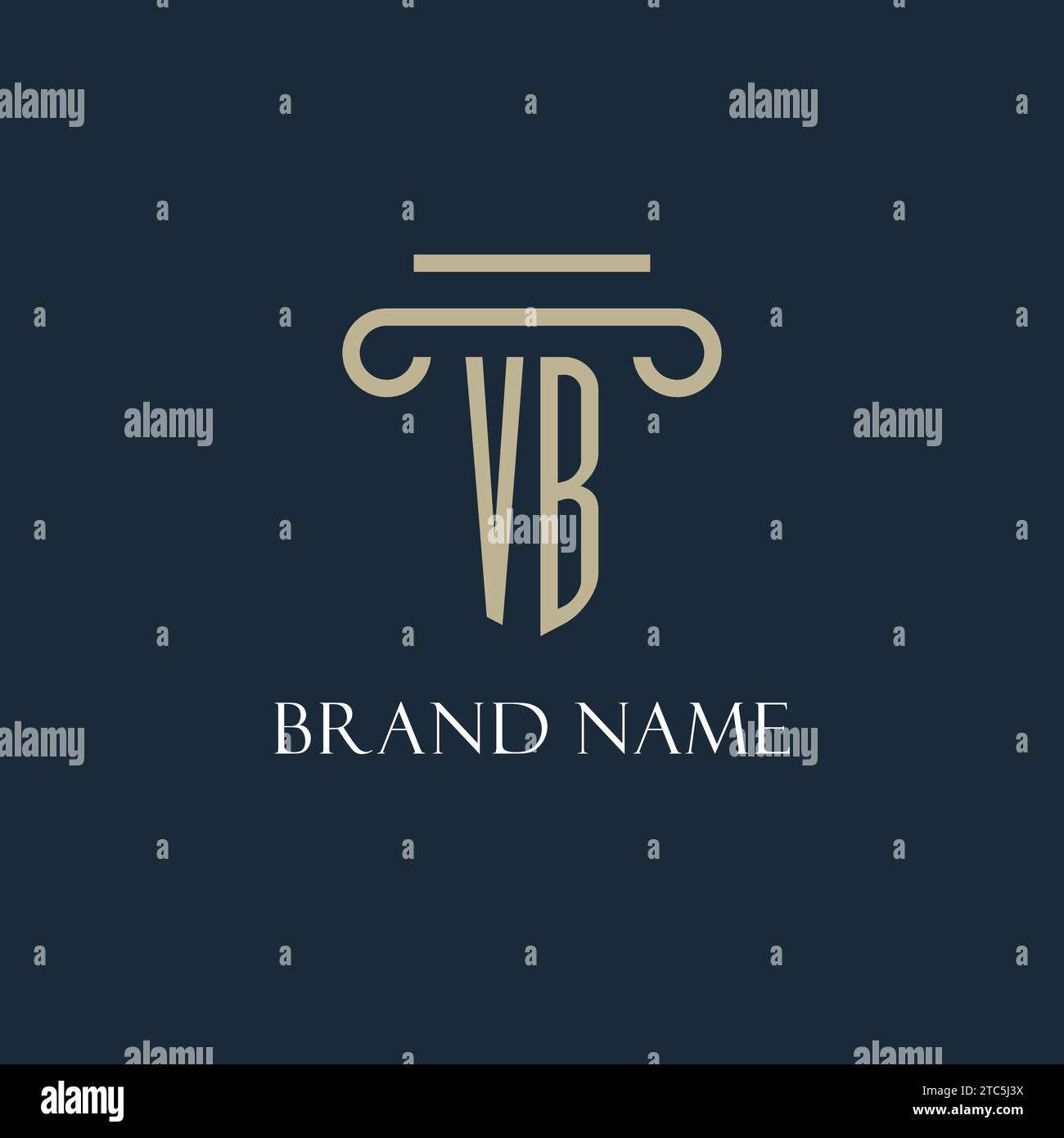VB initial logo for lawyer, law firm, law office with pillar icon ...