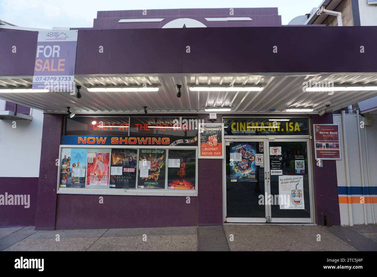 Cinema Mt Isa for sale, For Sale sign at entrance at 22 Rodeo Drive