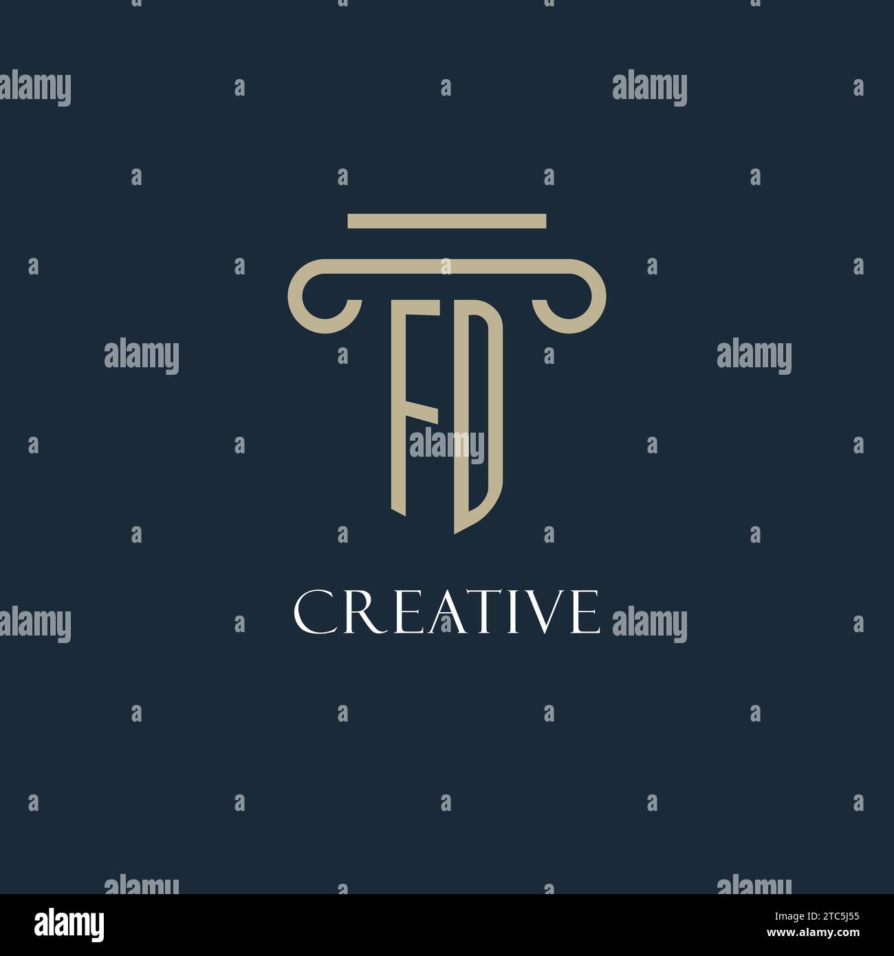 FD initial logo for lawyer, law firm, law office with pillar icon ...