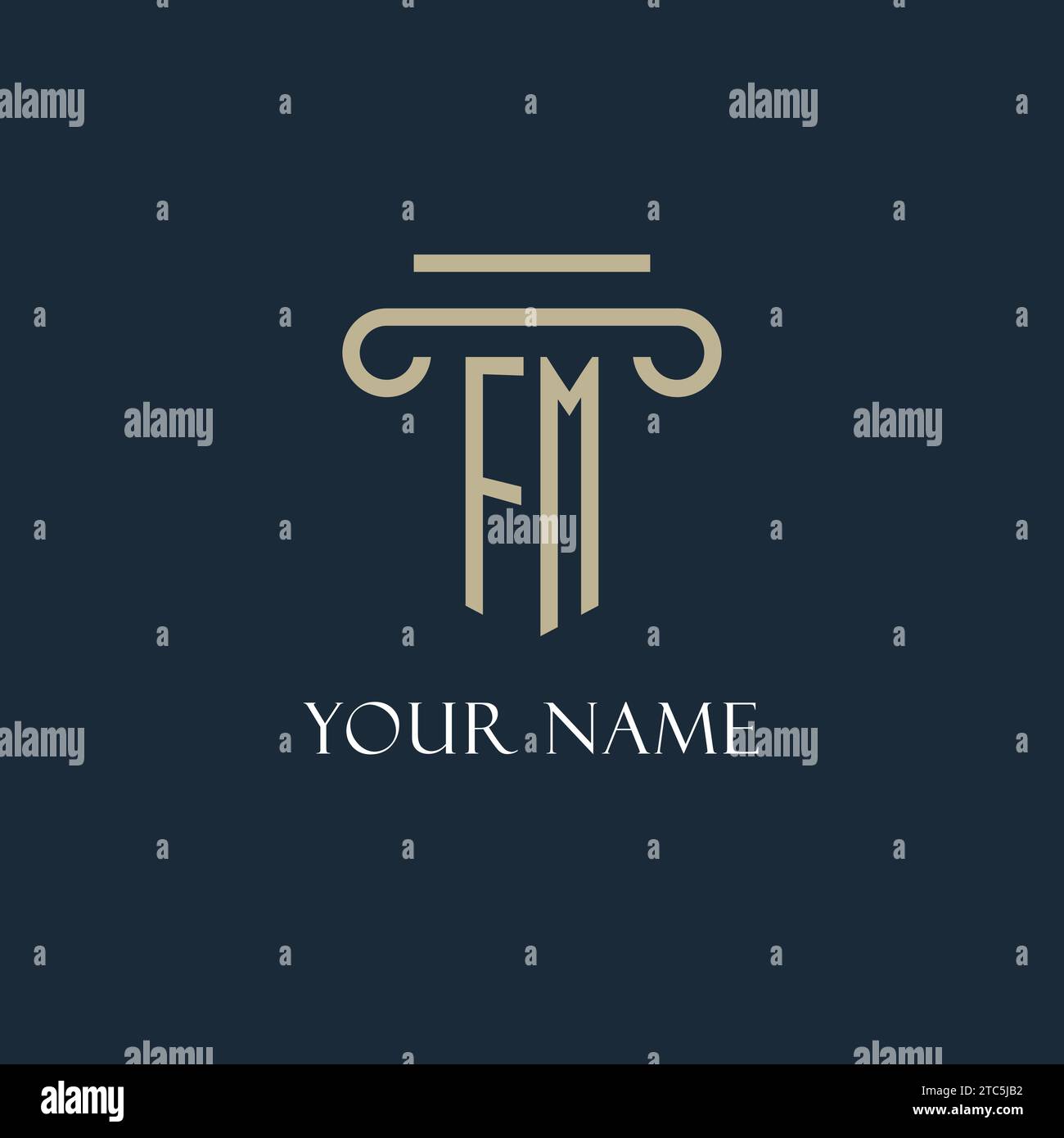FM initial logo for lawyer, law firm, law office with pillar icon ...