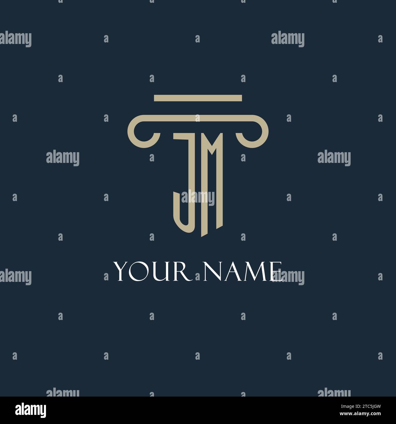 JM initial logo for lawyer, law firm, law office with pillar icon ...