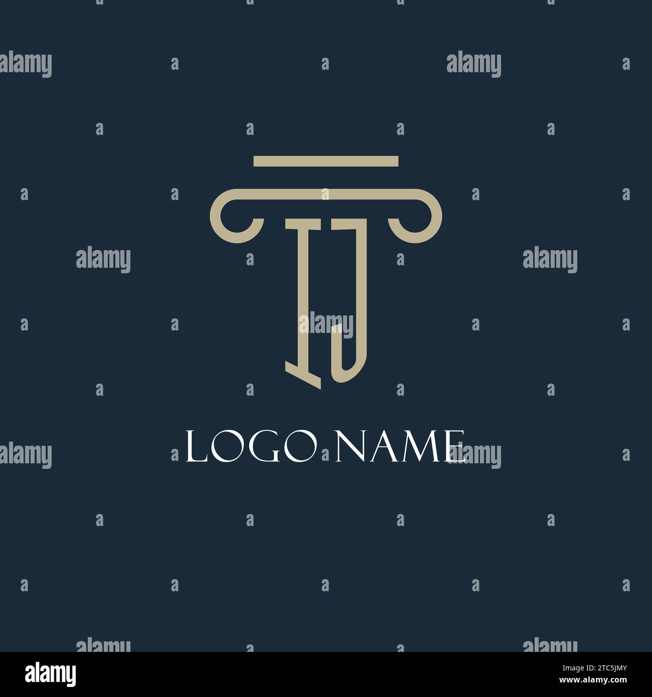 IJ initial logo for lawyer, law firm, law office with pillar icon ...