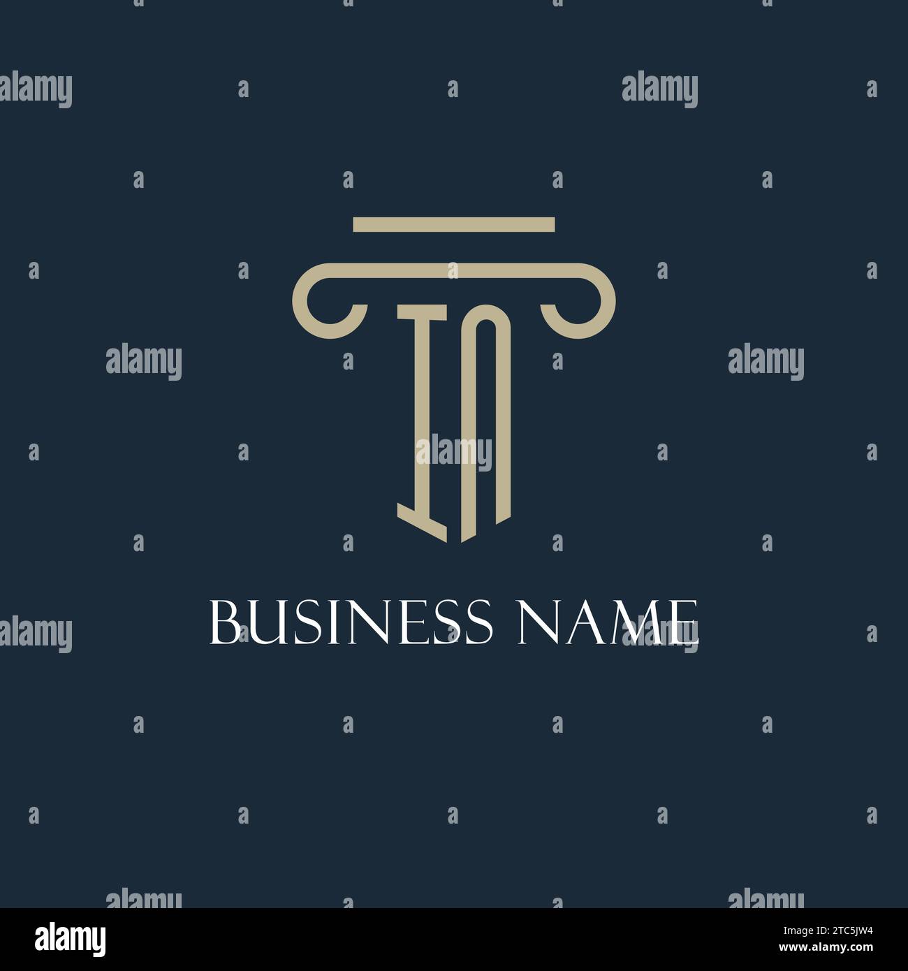 IN initial logo for lawyer, law firm, law office with pillar icon ...