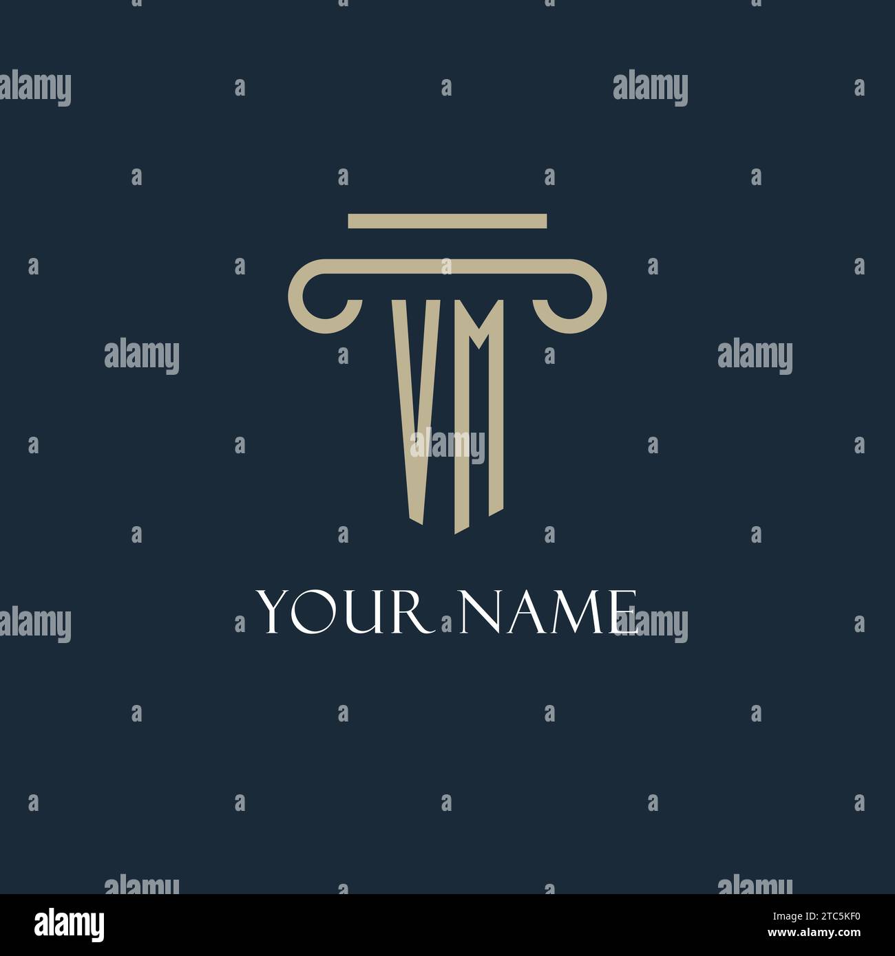 VM initial logo for lawyer, law firm, law office with pillar icon ...