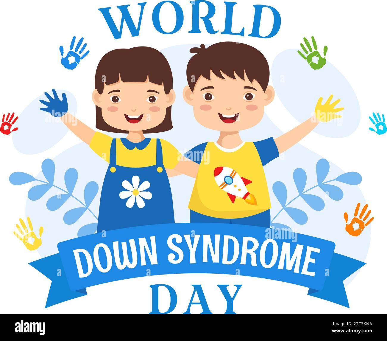 World Down Syndrome Day Vector Illustration on March 21 with Blue and