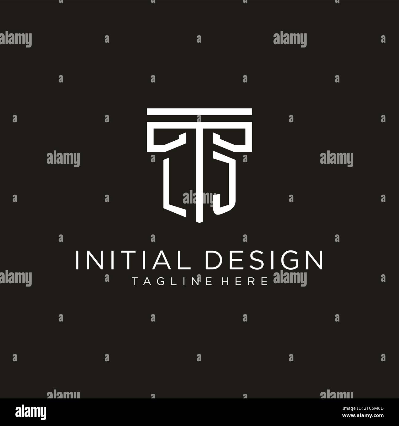 LJ initial logo with geometric pillar style design, creative modern law ...