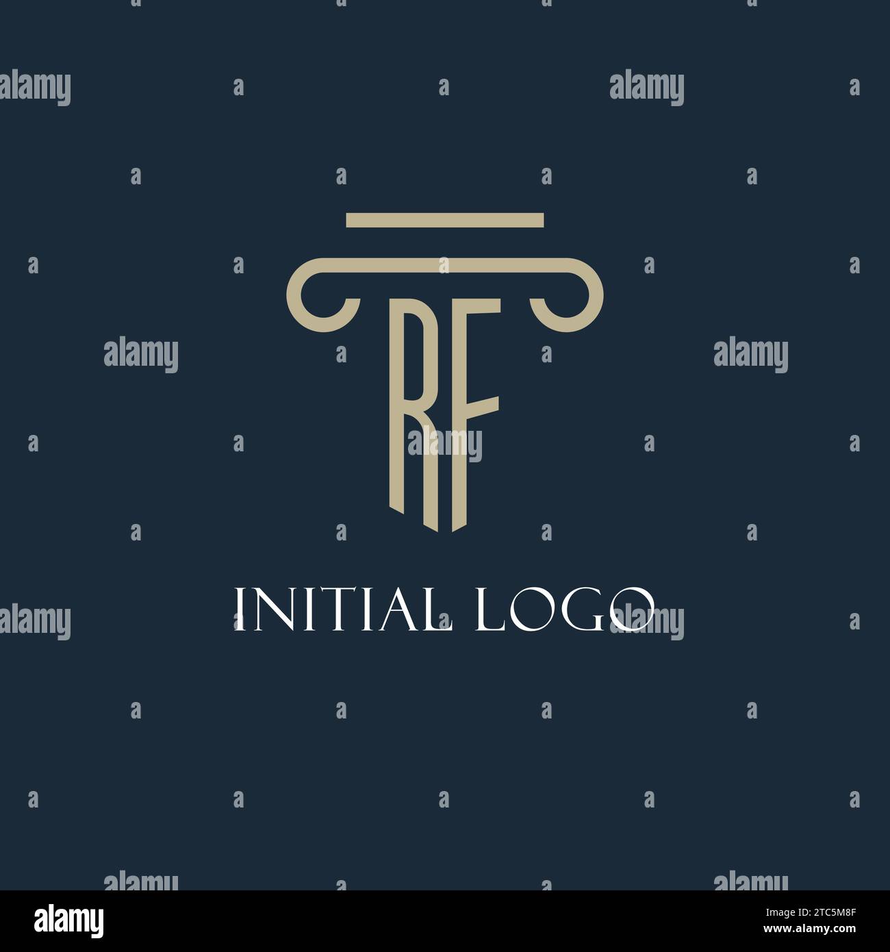 RF initial logo for lawyer, law firm, law office with pillar icon ...