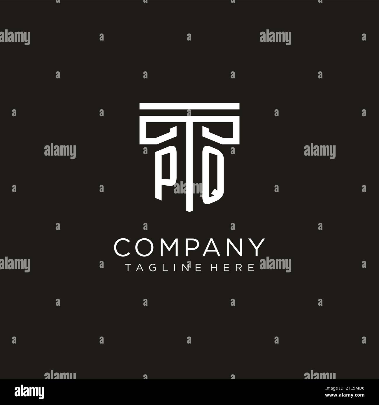 PQ initial logo with geometric pillar style design, creative modern law ...