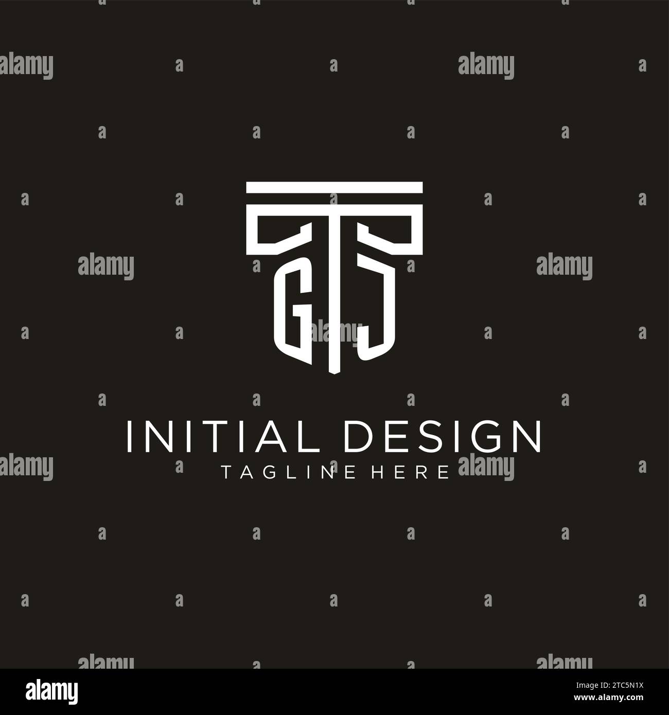 GJ initial logo with geometric pillar style design, creative modern law ...