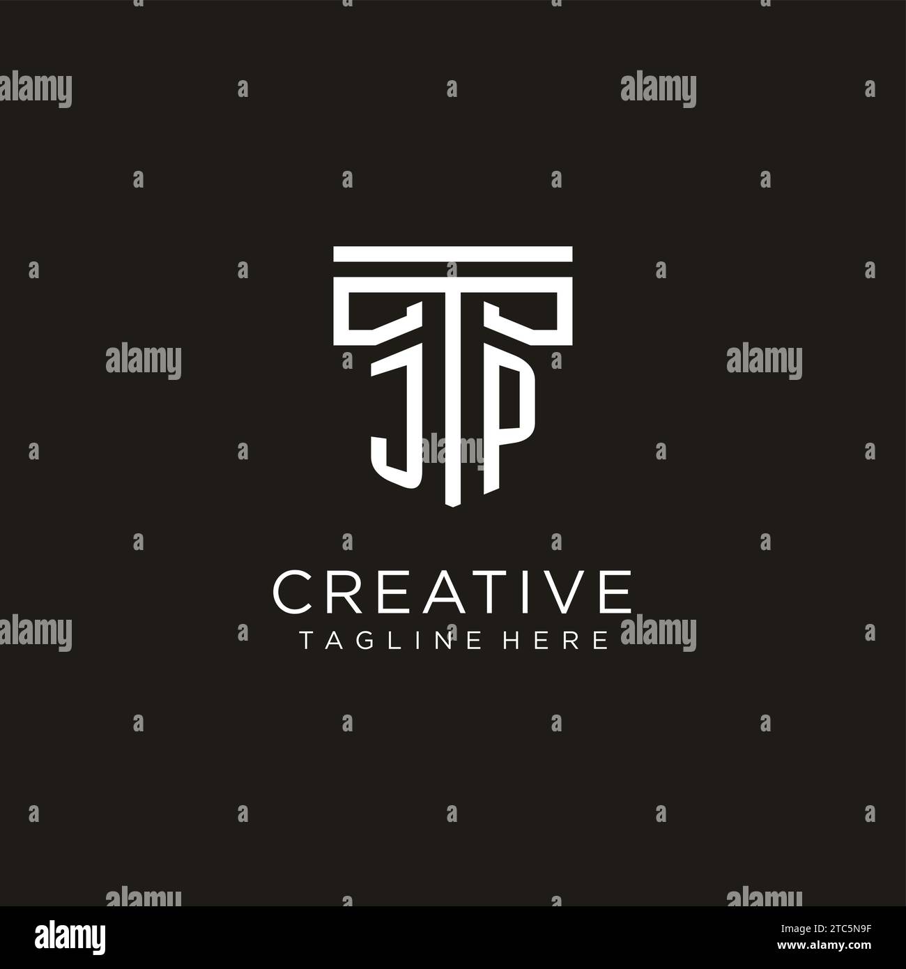 JP initial logo with geometric pillar style design, creative modern law firm logo design Stock Vector