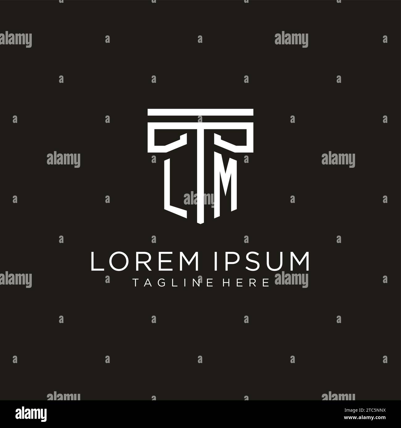 LM initial logo with geometric pillar style design, creative modern law firm logo design Stock Vector