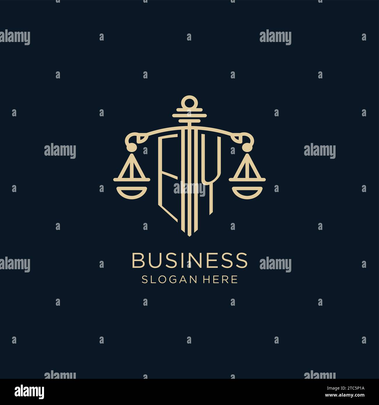 Initial EY logo with shield and scales of justice, luxury and modern ...